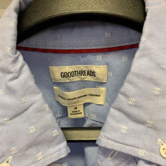 Goodthreads Blue Cotton Embroidered Button Down Shirt sz M EUC - Picture 2 of 5
